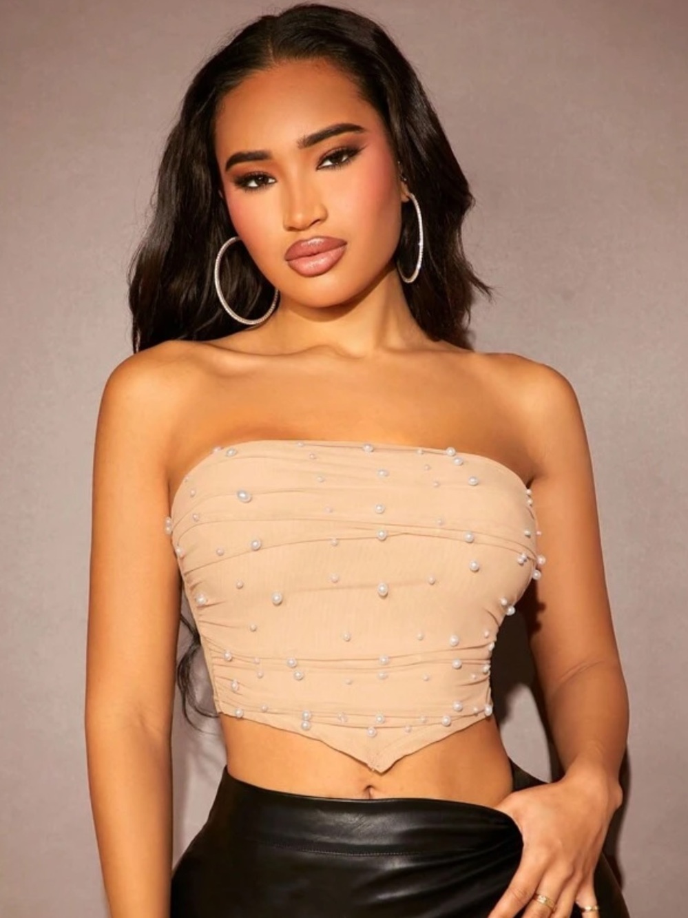 Pearl Visionary Nude Asymmetrical Tube Cropped Top NEW 🏷️